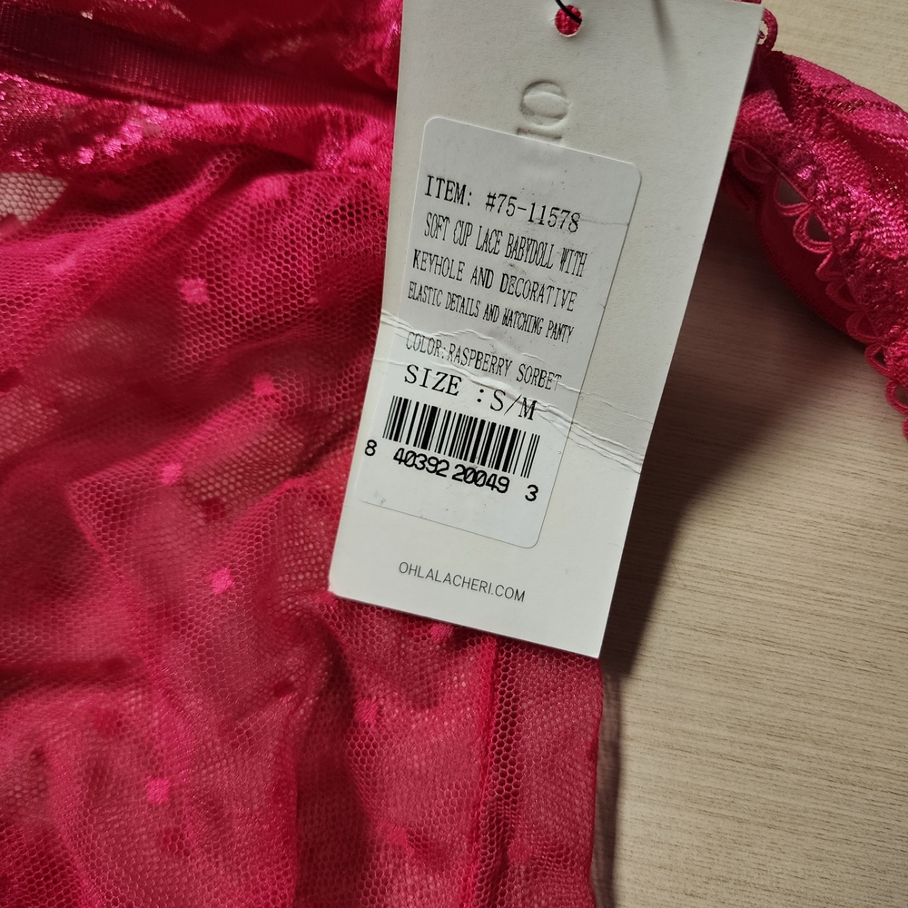 Raspberry Sorbet Lace Babydoll - S/M